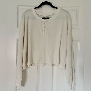 Abercrombie & Fitch Long Sleeve Waffle Henley size XL Off-White